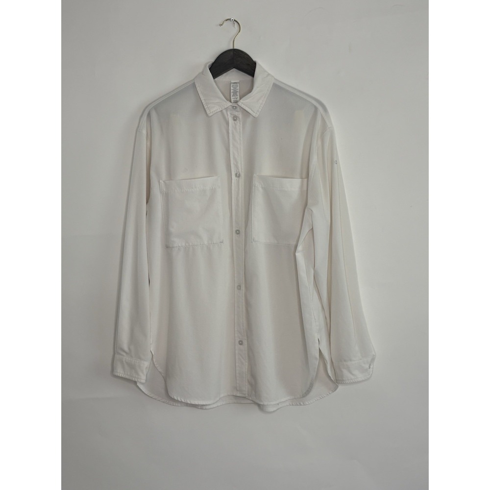 ALO Yoga Womens Small White Dreamscape Button Down Long Sleeve Shirt Oversized